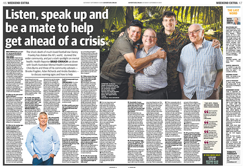 Listen, speak up and be a mate to help get ahead of a crisis