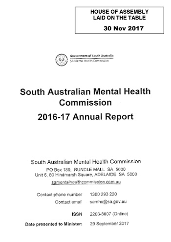 SA Mental Health Annual Report 2016-2017