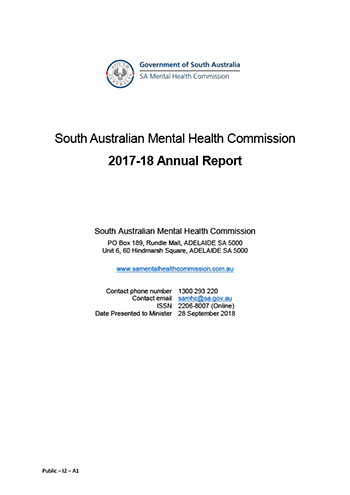 SA Mental Health Annual Report 2017-2018