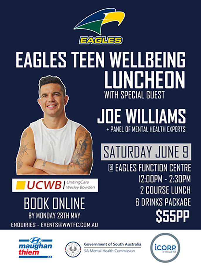 Saturday June 9 – Book Tickets for Eagles Teen Wellbeing Luncheon