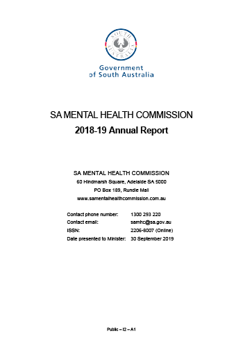 SA Mental Health Annual Report 2018-2019